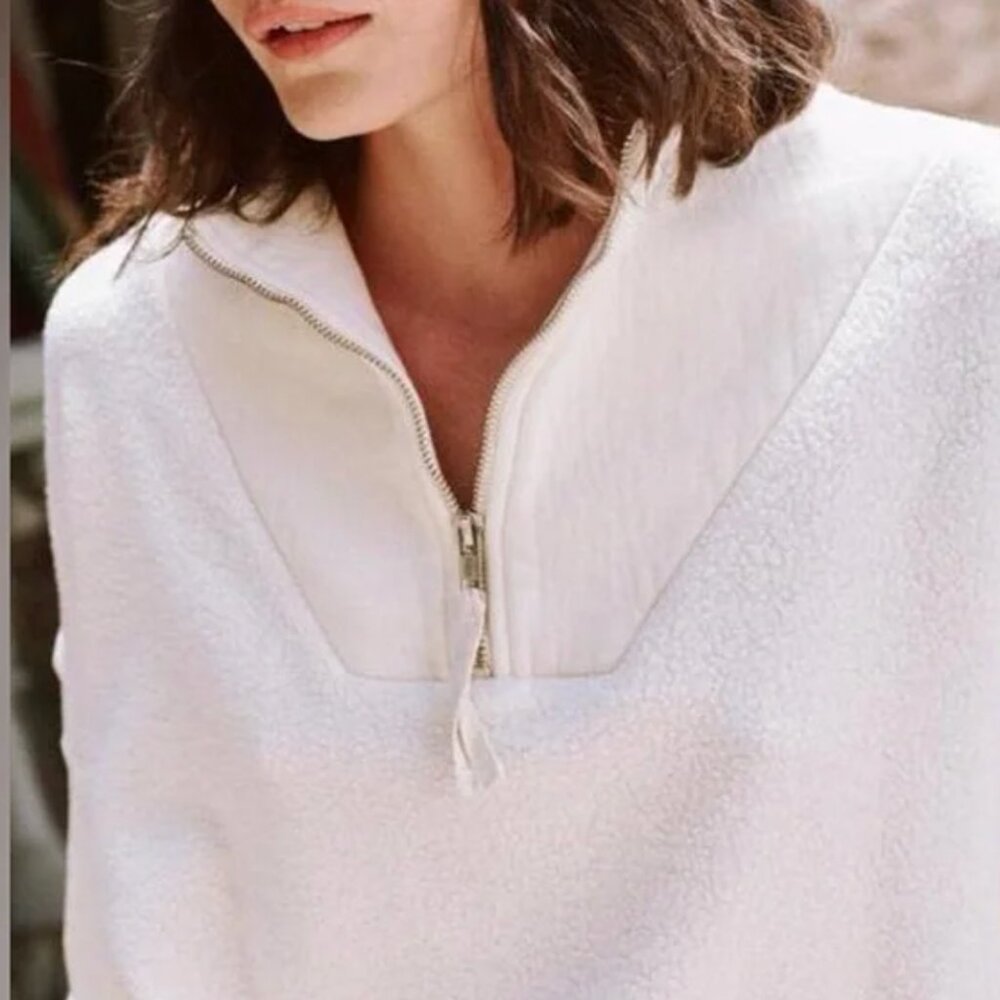 The GREAT The Trail Pullover Sweatshirt Cream Quiet